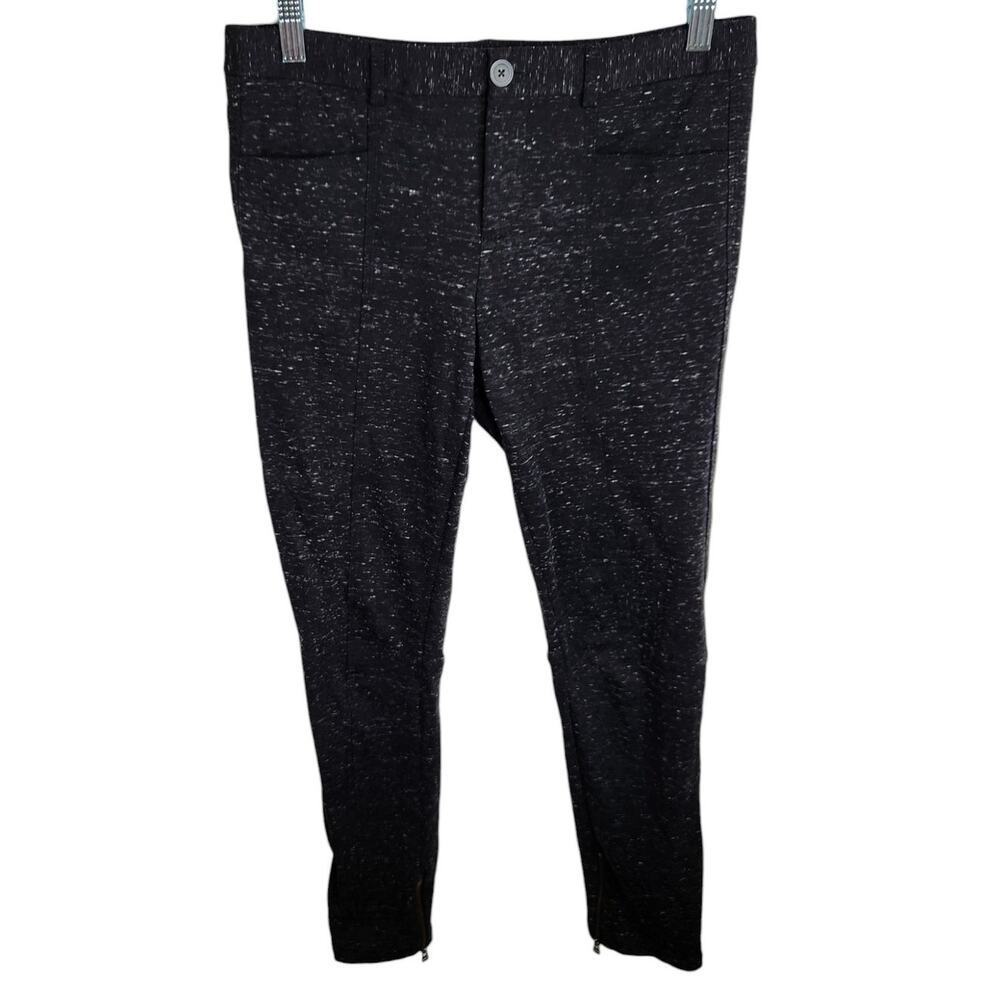 ATM Anthony Thomas Melillo Ankle Zip Pants Womens Size 6 Black‎ White Spacedye